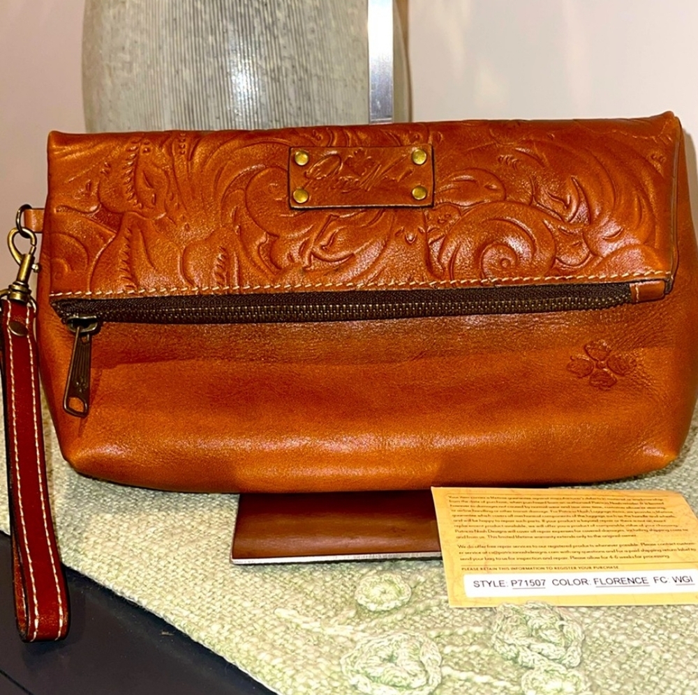 Patricia Nash Tooled Florence Leather Valerie Wristlet Clutch Bag